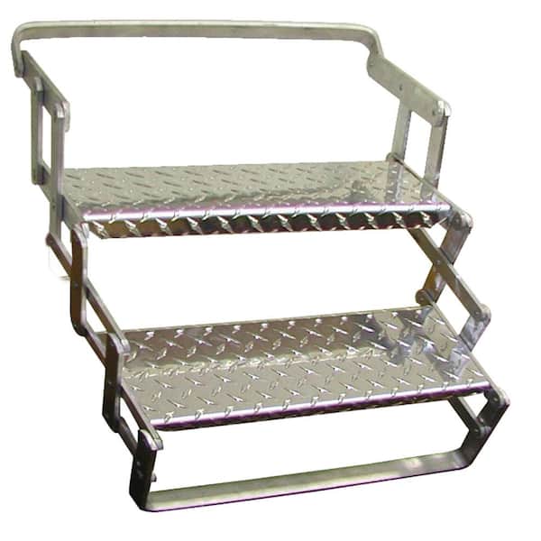 Unbranded Aluminum Scissor Steps - 2-Step, 18 in. - 23 in. Vertical Extintion