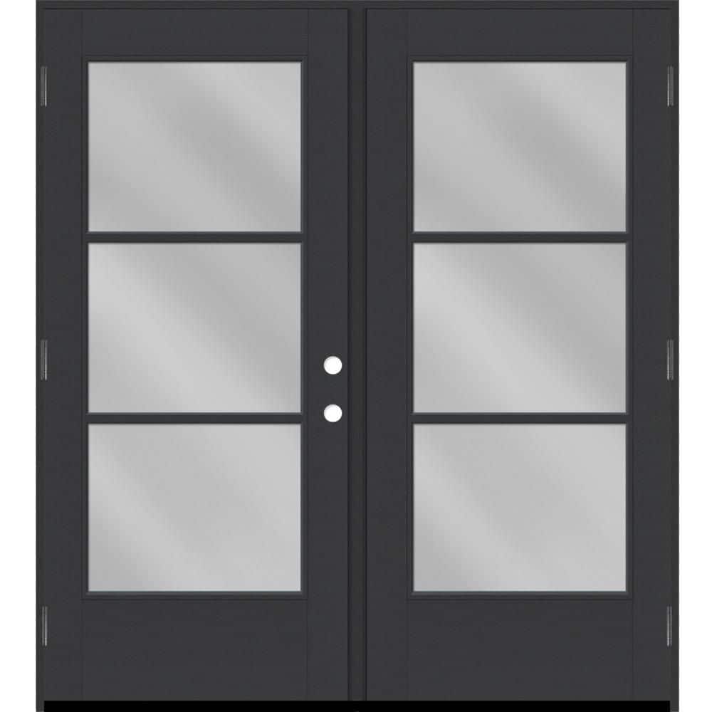 "Legacy 72 in. x 80 in. Icon 3L Modern Clear Glass Black RHOS Painted Fiberglass Retro Patio Door w/4""Jamb" price history on PriceWatchPro