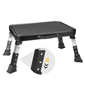 330 lbs. Black Metal Step Stool with Non-Slip Rubber Feet and Platform Mat for Kitchen, Bedroom, RV Use