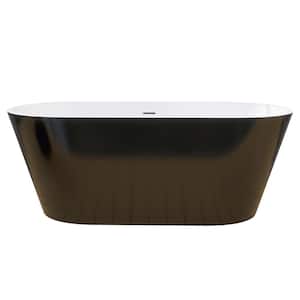 Baily 59 in. L 29.5 in. W Soaking Bathtub in Glossy White Acrylic Oval Slipper Flatbottom Freestanding Bathtub