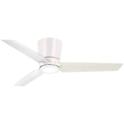 Pure 48 in. Integrated LED Indoor Flat White Ceiling Fan with Light Kit and Wall Control