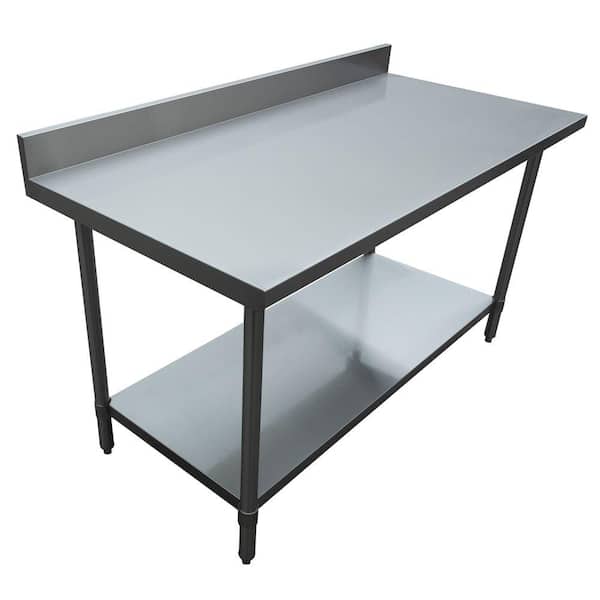 Excalibur Stainless Steel Kitchen Utility Table with Backsplash