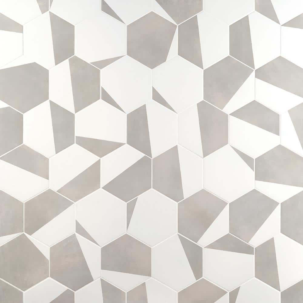 GeoHex Burst 8" Hexagon Matte Porcelain Floor and Wall Tile