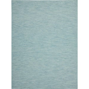 Positano Aqua 6 ft. x 9 ft. Solid Modern Indoor/Outdoor Patio Area Rug