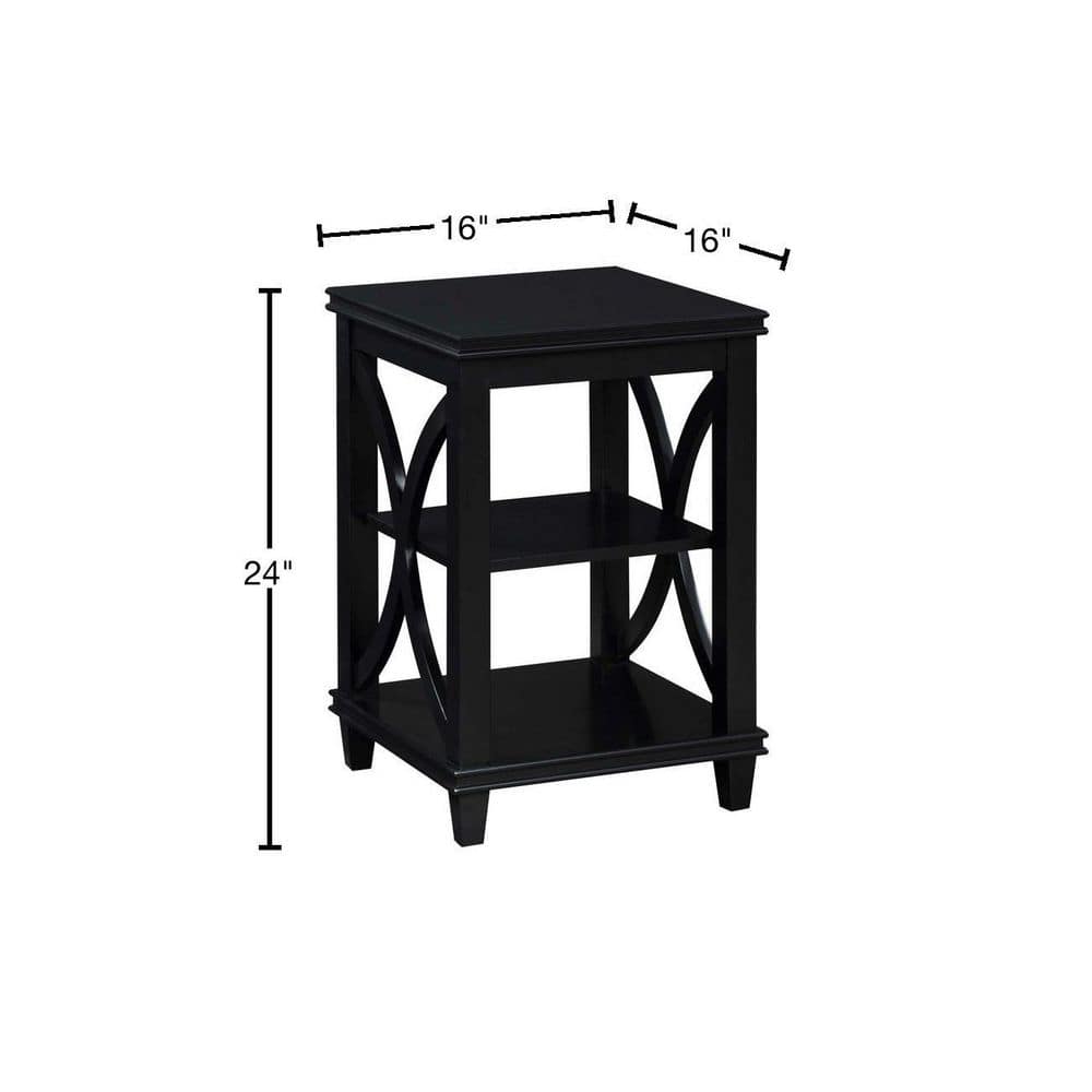 Elegant Florence Black Oak Veneer End Table with Shelves