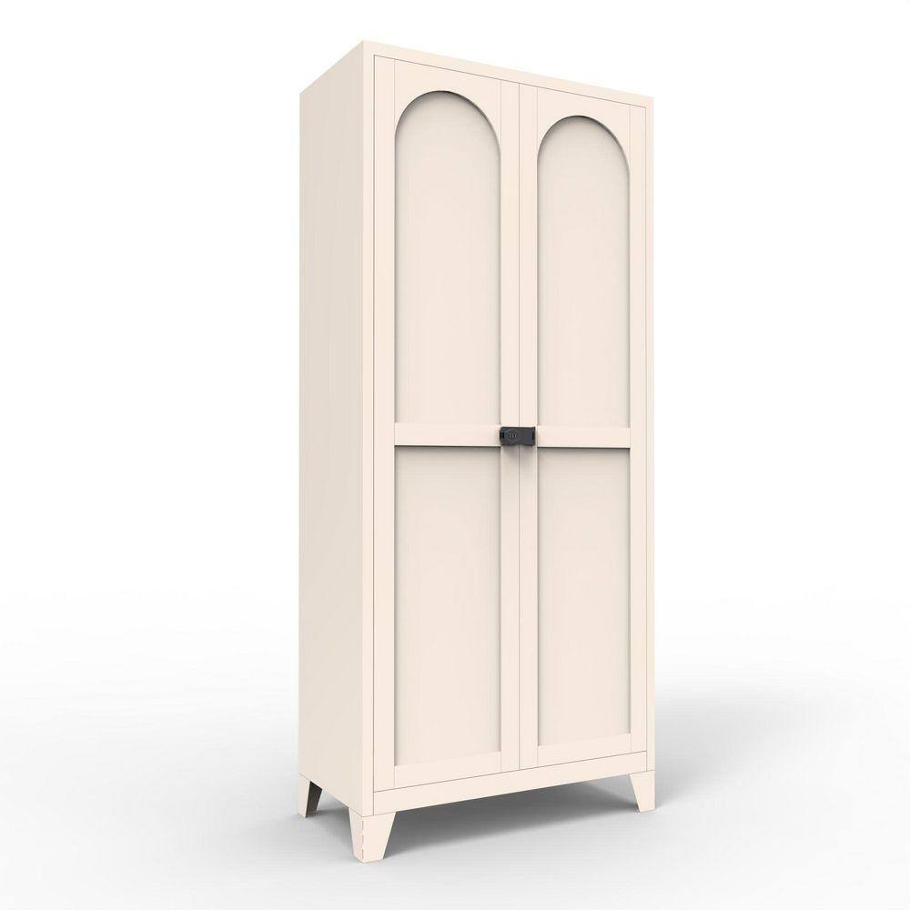 Beige Pantry Organizer with Adjustable Shelves;Corrosion Resistant