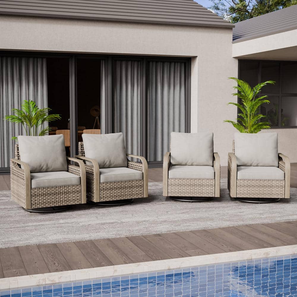 Belord Wicker Swivel Rocker Chair with Arms