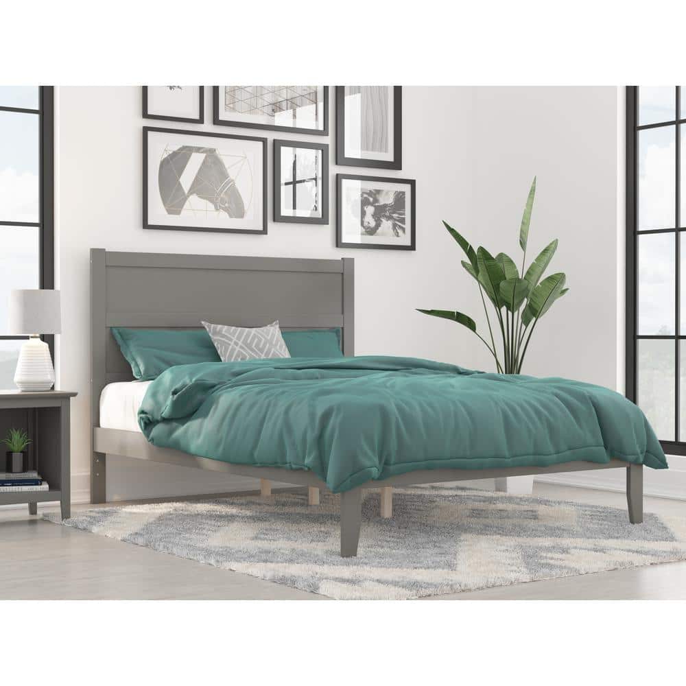 Noho Gray Queen Upholstered Wood Platform Bed with Headboard and Slats