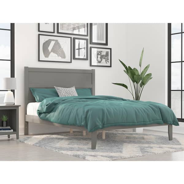 AFI NoHo 60-1/2 in. W Grey Queen Solid Wood Frame with Attachable Turbo USB Device Charger Platform Bed