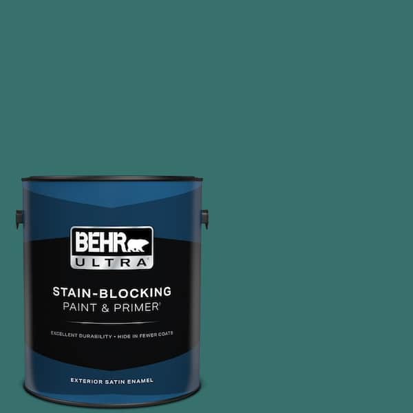 BEHR ULTRA 1 gal. #500D-7 Caribbean Green Satin Enamel Exterior Paint & Primer