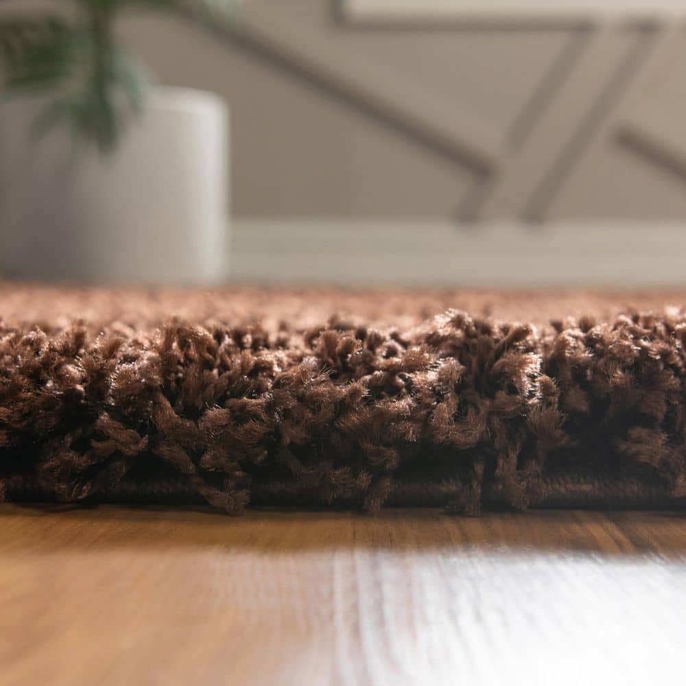Luxe Comfort Solid Shag Rug, Chocolate Brown 10'x13'