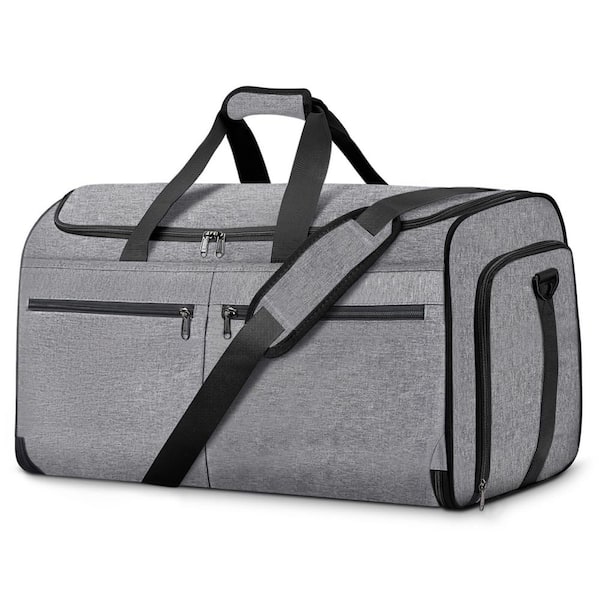 Gray Carry on Garment Bag for Travel, Convertible Travel Duffel Suit with Shoe Compartment, Detachable Shoulder Strap