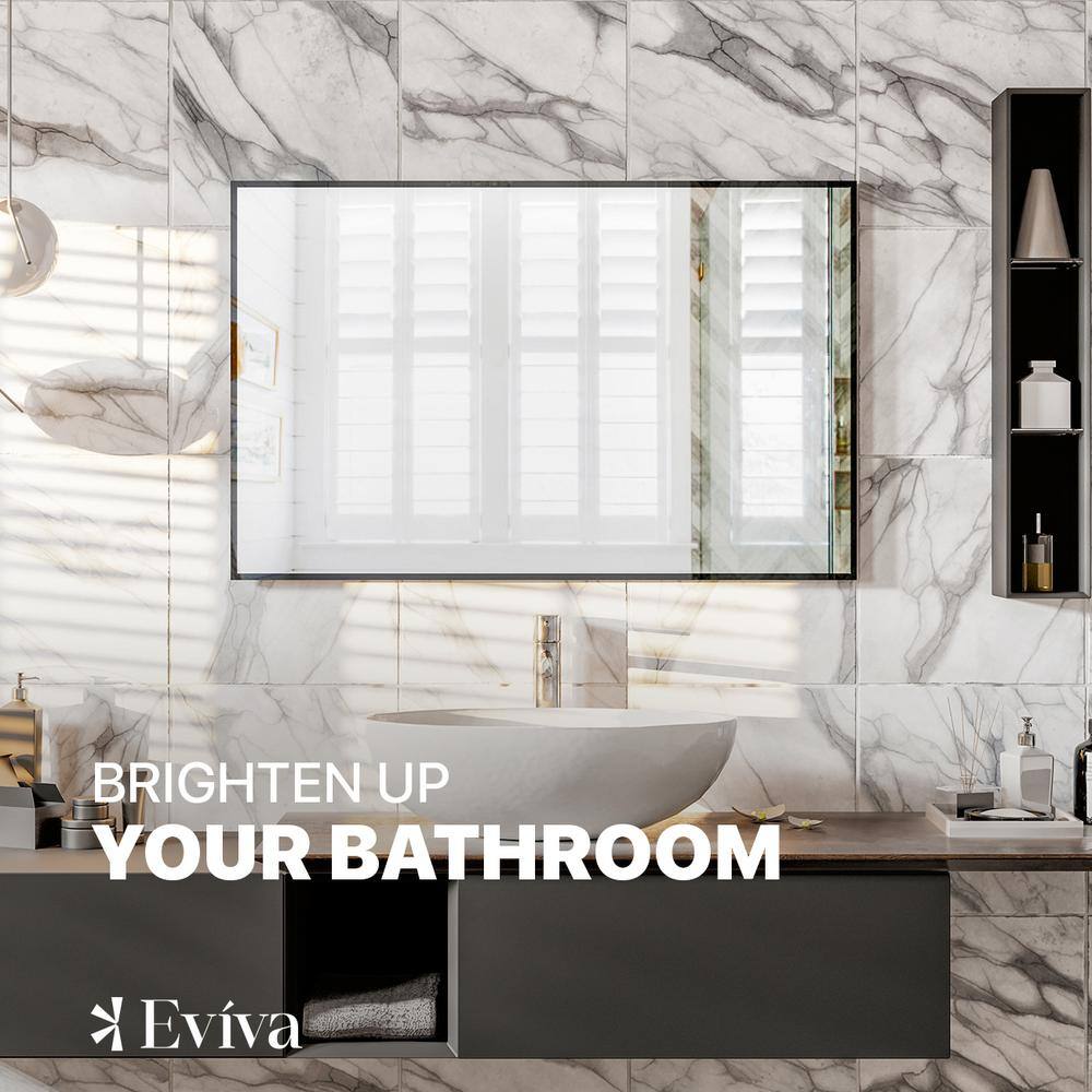 Sleek Silver 28.5" x 35" Modern Rectangular Bathroom Mirror