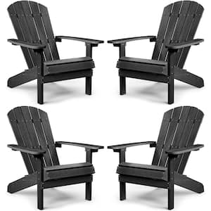 Classic Black Plastic Outdoor Patio Adirondack Chair (Set of 4)