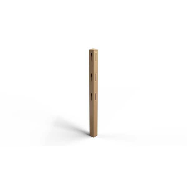 Natures Composites Composite 3-Rail Corner Post with Post Cap for Traditional Ranch Rail System (5 in. x 5 in. x 65 in. L) Timber Brown