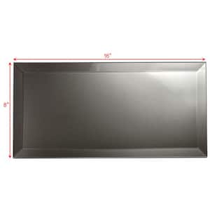 Frosted Elegance Beveled Large Format Subway 8 in. x 16 in. Glossy Gray Glass Backsplash Wall Tile (16 Sq. Ft./Case)
