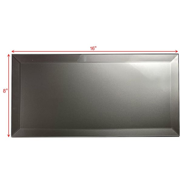 ABOLOS Frosted Elegance Beveled Large Format Subway 8 in. x 16 in. Glossy Gray Glass Backsplash Wall Tile (16 Sq. Ft./Case)