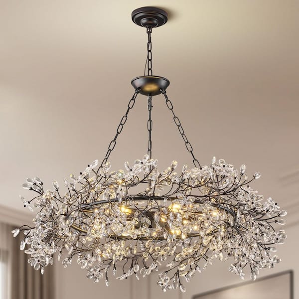 Modern Chandelier 39 in. 6-Light Black Chandelier for Dinning Room, Living Room, Foyer, Bedroom