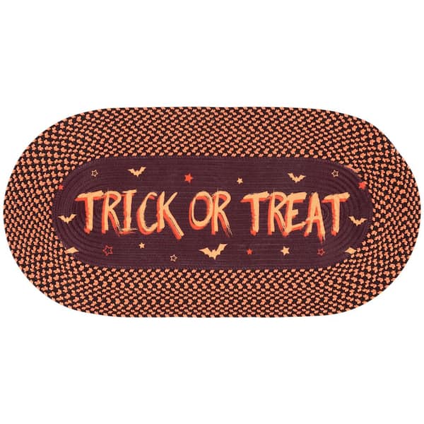 Braided Posters Brown/Rust 2 ft. x 4 ft. Machine Washable Trick Or Treat Oval Area Rug