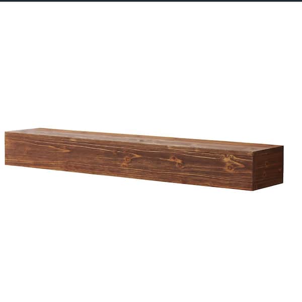 Unbranded 48 in. Vintage Brown Wood Mantel and Floating Shelf, Perfect Fireplace Decoration, Wall Mounted Display for a Charming