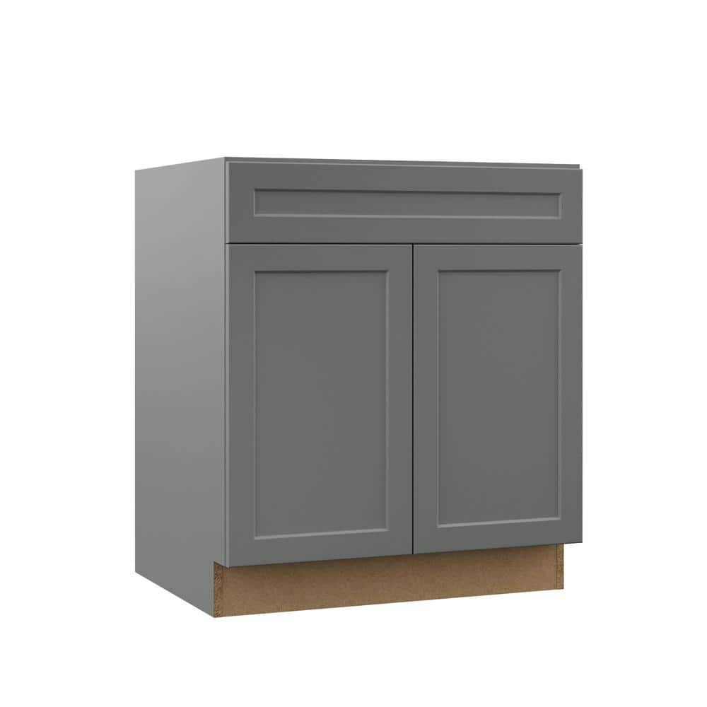 Designer Series Melvern 30 in. W x 24 in. D x 34.5 in. H Assembled Shaker Sink Base Kitchen Cabinet in Storm Gray price history on PriceWatchPro