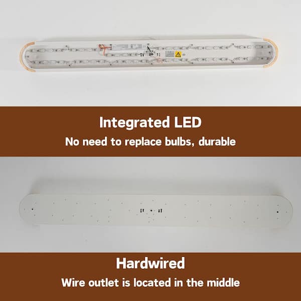 Lumin 48 in.W Matte White Integrated LED Flush Mount Long Rectangular Ceiling Light Main Lighting for KitchenBathroom