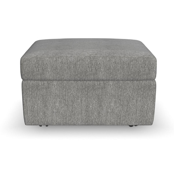 Flex Pebble Dark Gray Live Smart Polyester Performance Fabric Square 31 in. Storage Ottoman