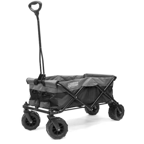 Creative Outdoor 3.2 cu. ft./150 lbs. Capacity Fabric Folding Wagon Garden Cart in Black/Gray