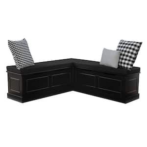 Rockhill Black Breakfast Dining Bench Backless Nook with Black 5-Piece Cushion Set 62.4 in. W