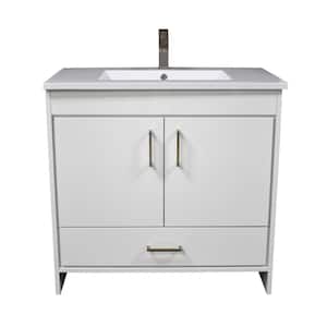 Rio 36 in. W x 19 in D Bath Vanity in White with Acrylic Vanity Top in White with White Basin
