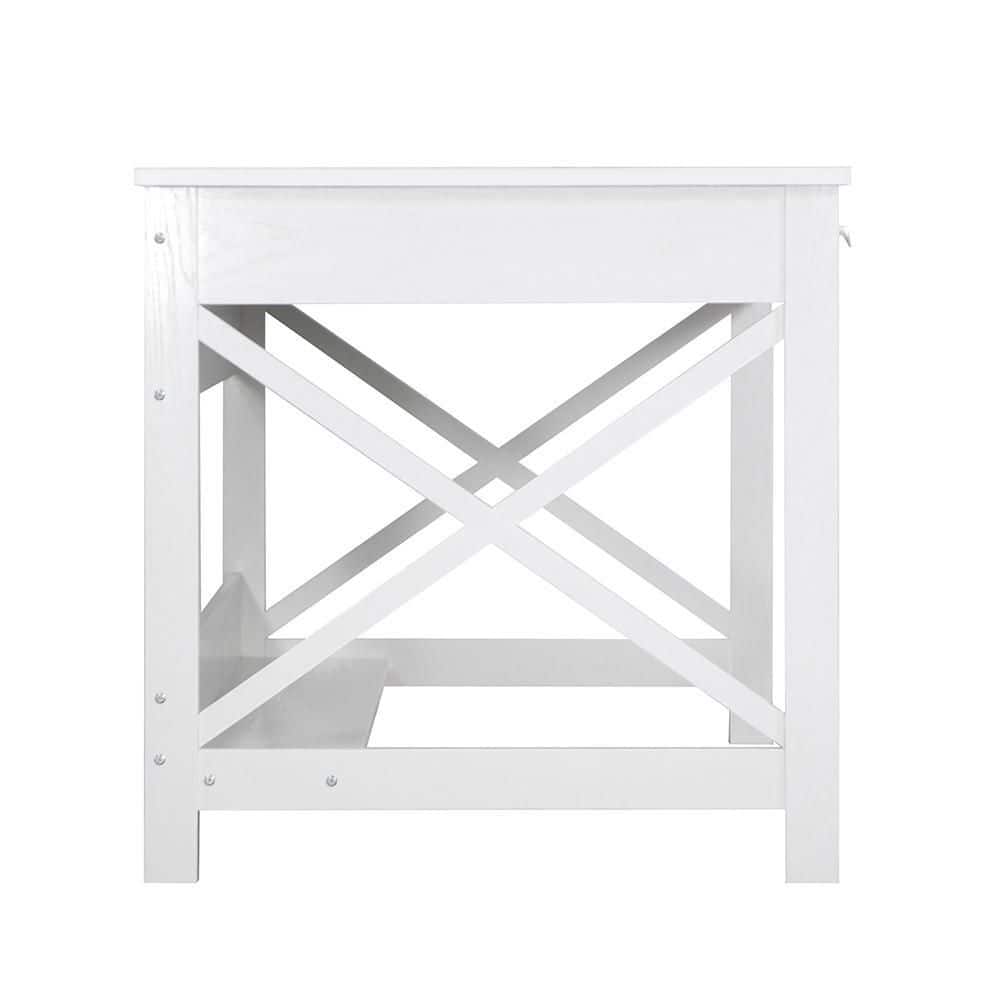White Birch Wood Writing Desk with Keyboard Tray and Drawers