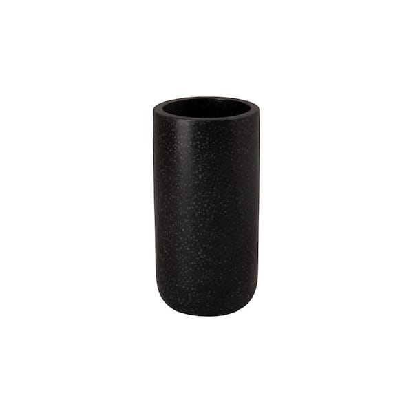 Emissary 10 in. L x 19.5 in. H Black Terrazzo Round Planter