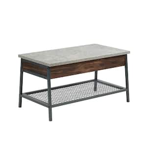 Market Commons 35 in. Rich Walnut/Gray Medium Rectangle Composite Coffee Table with Lift Top