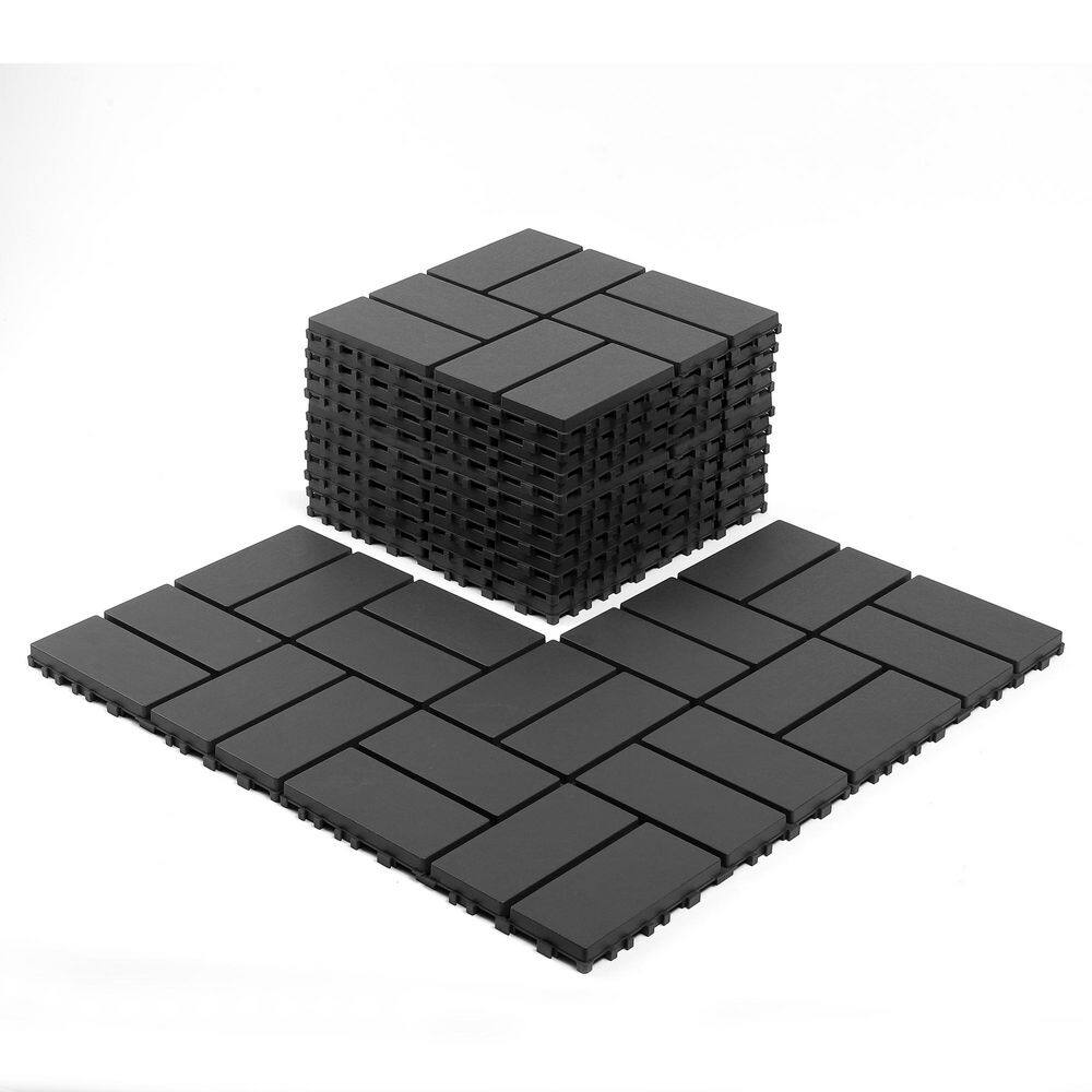 12 in. Gray Plastic Interlocking Deck Tiles for Backyard (44-Pack