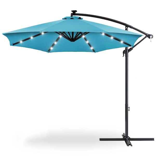 Unbranded 10 ft. Steel Cantilever Solar Patio Umbrella in Sky Blue