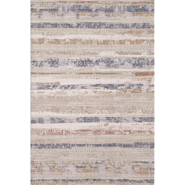 MILLERTON HOME Adela Ivory/Blue 4 ft. x 6 ft. Vintage Striped Area Rug