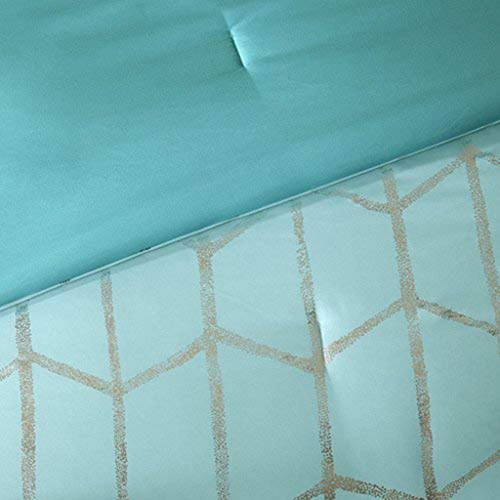 Aqua and Silver Twin Microfiber Comforter Set with Shams