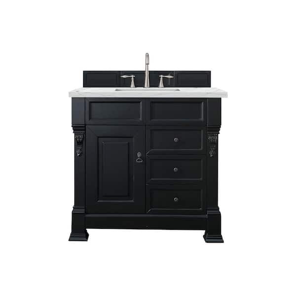 James Martin Vanities Brookfield 36 in. W x 23.5 in. D x 34.3 in. H Bathroom Vanity in Antique Black with Ethereal Noctis Quartz Top