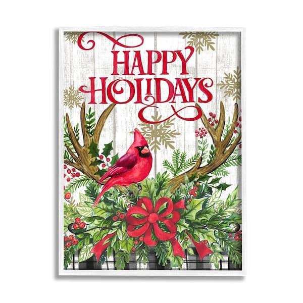 Stupell Industries Holidays Cardinal by Elena Vladykina rep. Levison Designs 1 Piece Framed Graphic Print Animal Art Print 20 in. x 16 in.