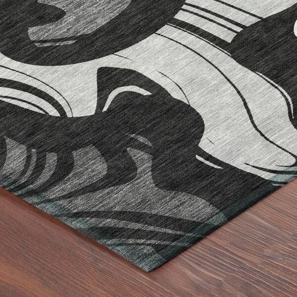 Chantille Machine Washable Indoor/Outdoor Abstract ACN2852 Black 10 ft. x 14 ft. Area Rug