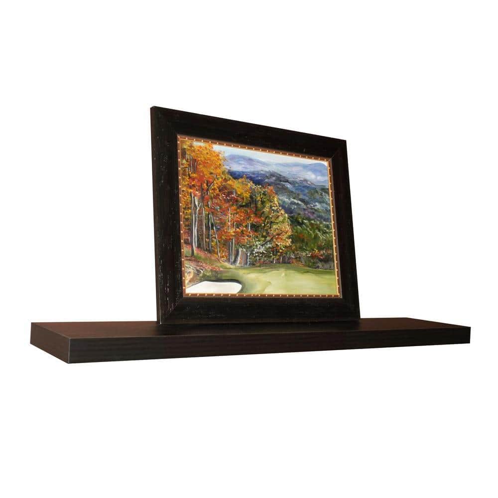 InPlace 48" Floating Shelf Wall Mounted Hidden Brackets Espresso: Modern Wood Composite, 17 lbs Capacity