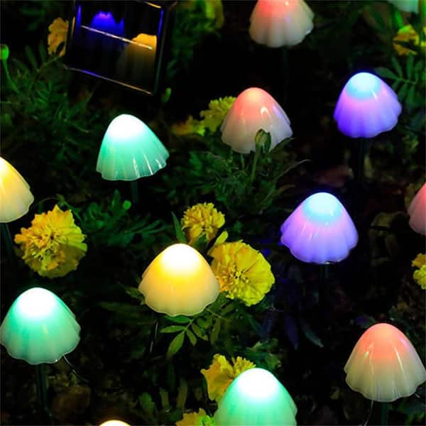 Etokfoks Multi-color 30 LEDs Light 19 ft. Outdoor Solar Waterproof Integrated LED Cute Mushroom-Shaped Fairy String -Light