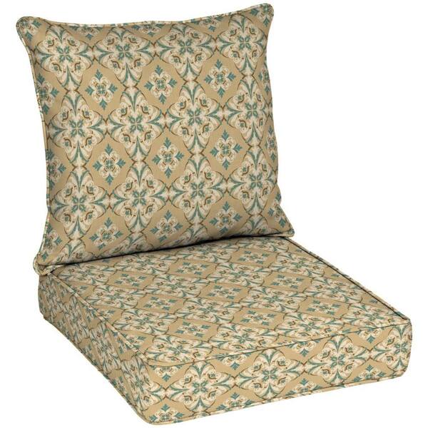 Hampton Bay Reversible Roux And Turquoise Quick Dry Outdoor Cushion Set-DISCONTINUED