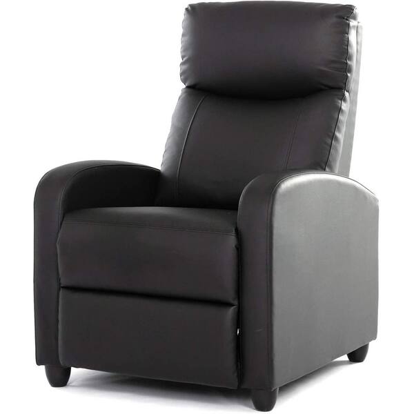 Fenbao Black Living Room Recliner Chair, Home Theater Leather Recliner Sofa