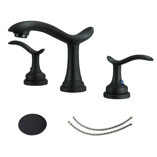 BWE 8 In. Waterfall Widespread 2-Handle Bathroom Faucet With Pop-up ...