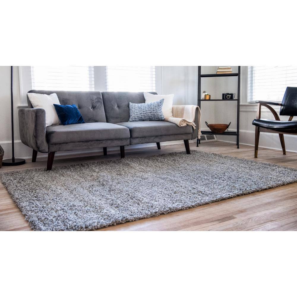 Cloud Gray High Pile Shag Rectangular Area Rug