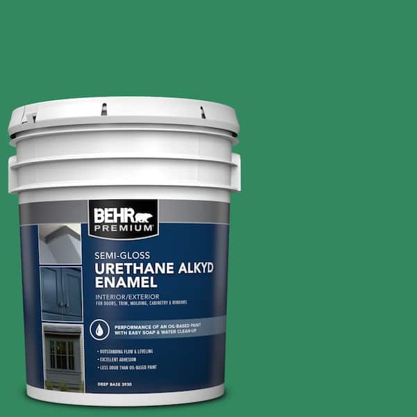 BEHR PREMIUM 5 gal. #P420-6 Exquisite Emerald Urethane Alkyd Semi-Gloss Enamel Interior/Exterior Paint