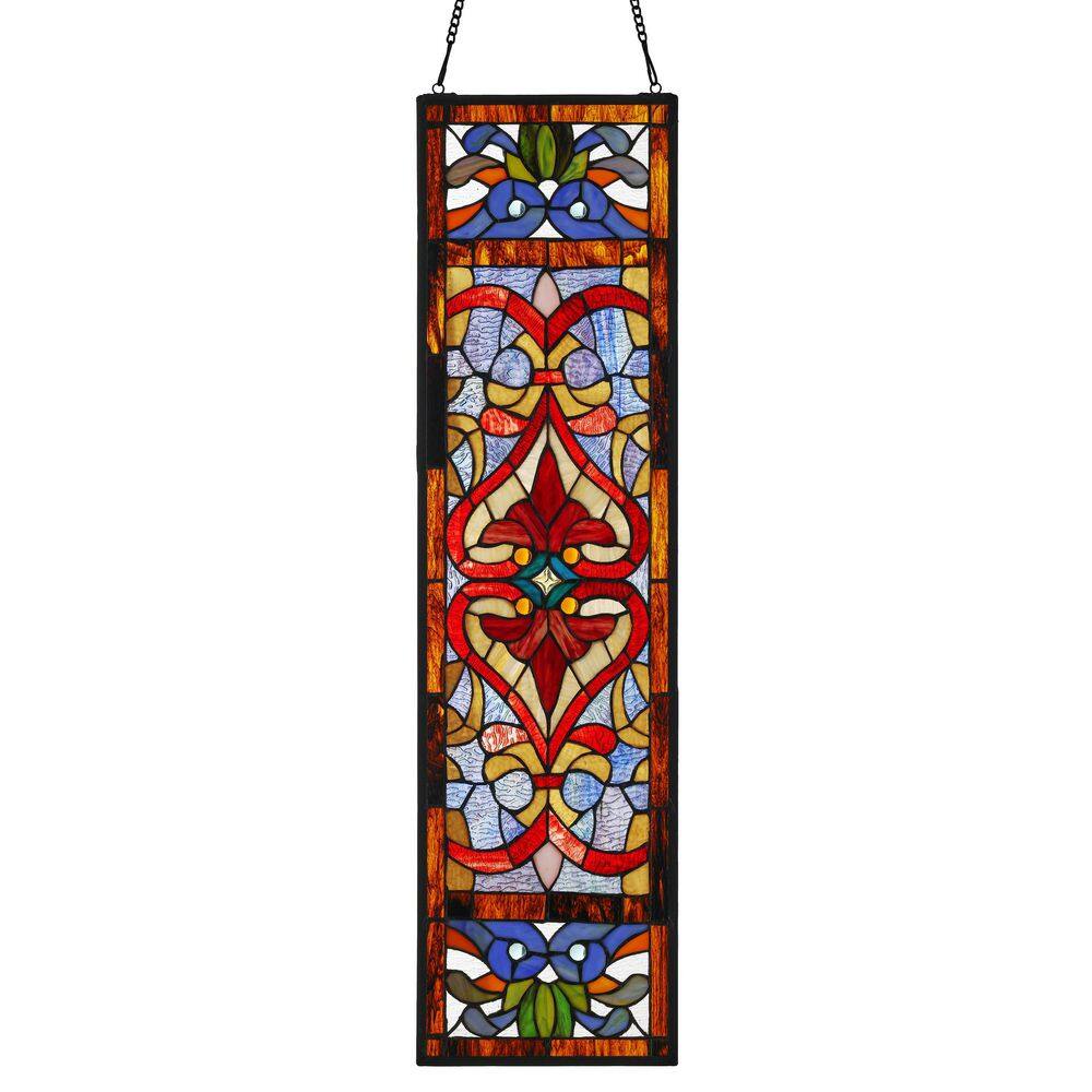 River of Goods Red Victorian Stained Glass Fleur De Lis Window