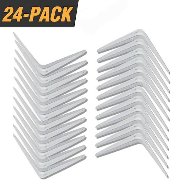 GRIP TIGHT TOOLS 5 in. x 6 in. White Steel Shelf Bracket (24-Pack)