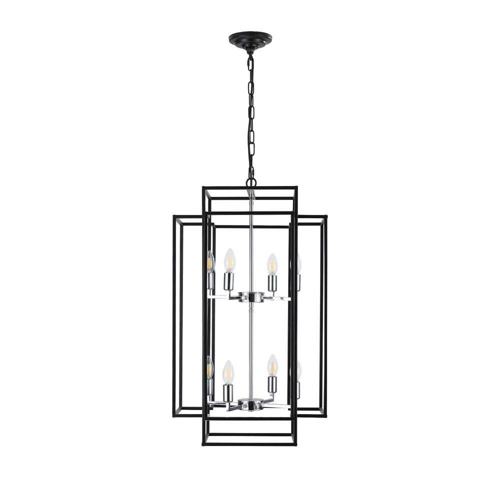 8-Light Chrome Geometric Pendant Chandelier Industrial Metal Frame Adjustable Hanging Light for Living Room, Dining Room price history on PriceWatchPro